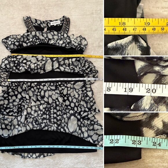 Studio 1 - Flowy Tiered Ruffle Dress - Size 16 - Sleeveless - Egyptian Neckline - Picture 10 of 13